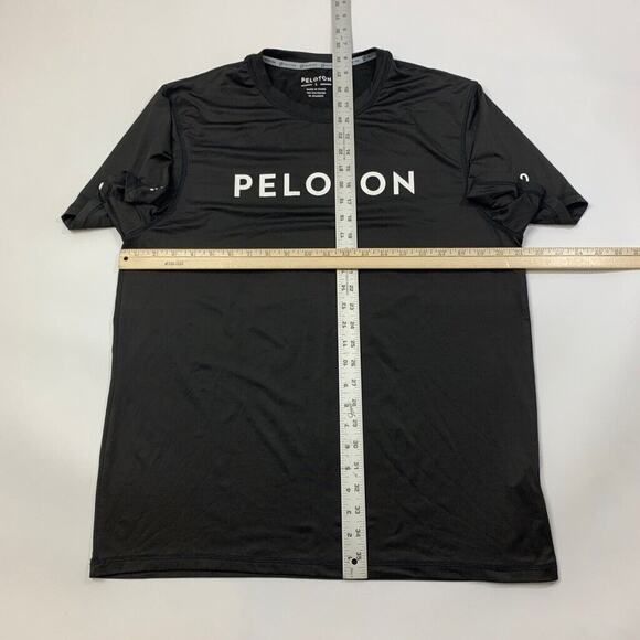 Peloton T Shirt Mens L Large Black Stretch Moisture Wicking Century Club Cycling - Picture 8 of 12
